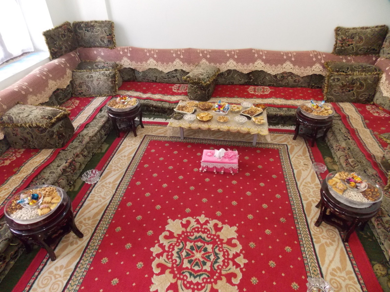 Jemen - dnevna soba v jemenskem domu